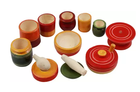 Wooden Special Cooking/Kitchen Play Set Premium for kids - Shree Channapatna Toys