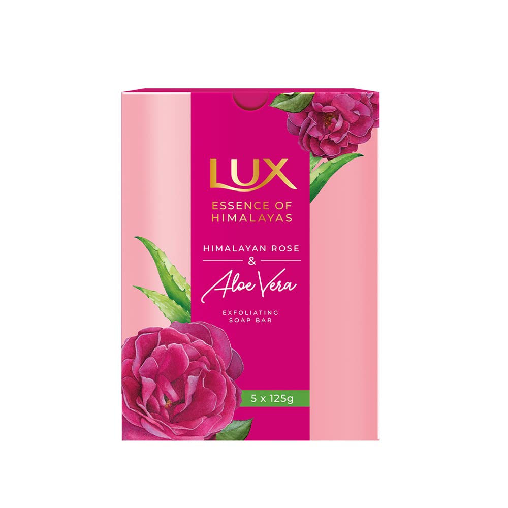 Lux Exfoliating Soap Bar - Rose & Aloevera 125 g (Pack of 5)