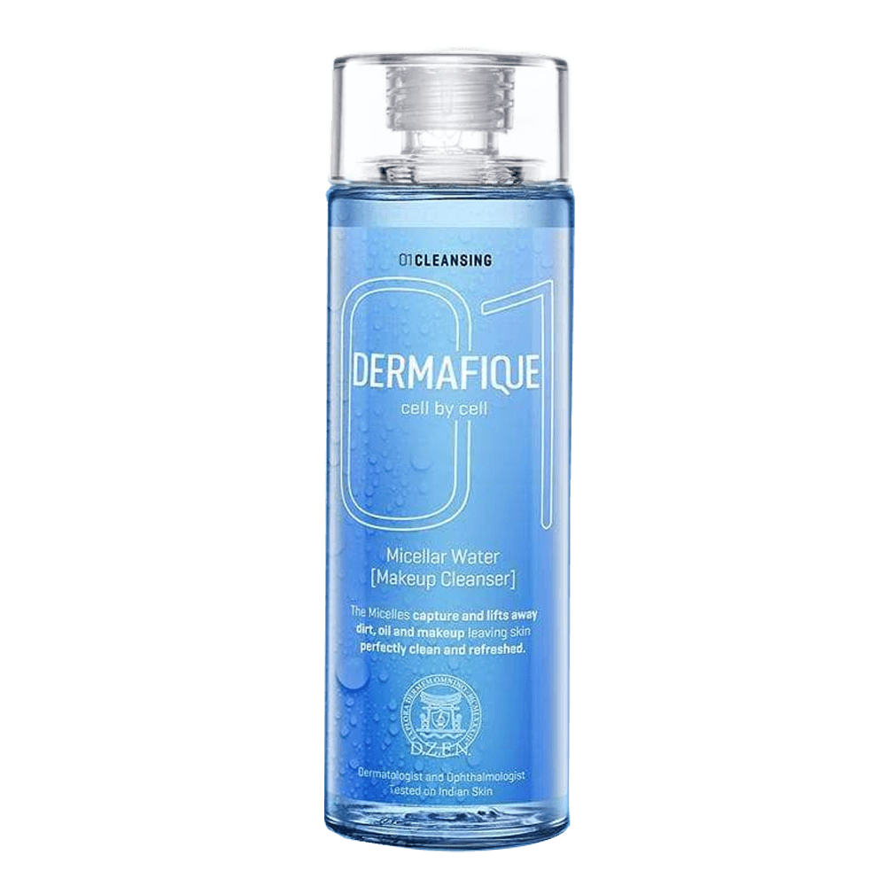 Dermafique Micellar Water Alcohol Free Makeup Cleanser for All Skin Types, Removes Waterproof Makeup, Dirt and oil; Retains moisture, with Hyaluronic Acid, Paraben free, SLES Free, Dermatologist and O