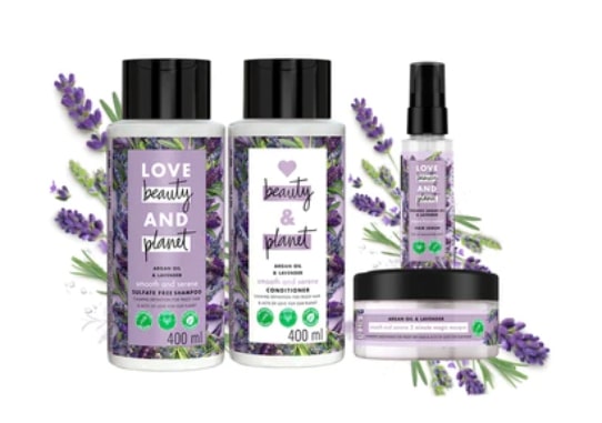 Love Beauty and Planet Natural Argan Oil & Lavender Anti-Frizz, Smoothening Combo - Shampoo, Conditioner, Mask & Serum Combo - (400ml+400ml+200ml+50ml)