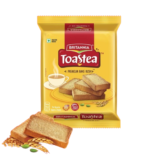 Britannia Toastea Premium Bake Rusk - With Real Elaichi, Crunchy, Zero Trans Fat, 150 g