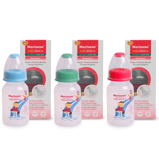 J L Morison Designer PP Feeding Bottle 125ml (Pack of 3)