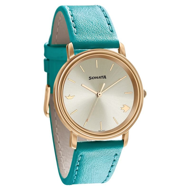 Sonata Play Silver Dial Women Watch With Leather Strap 87029WL02