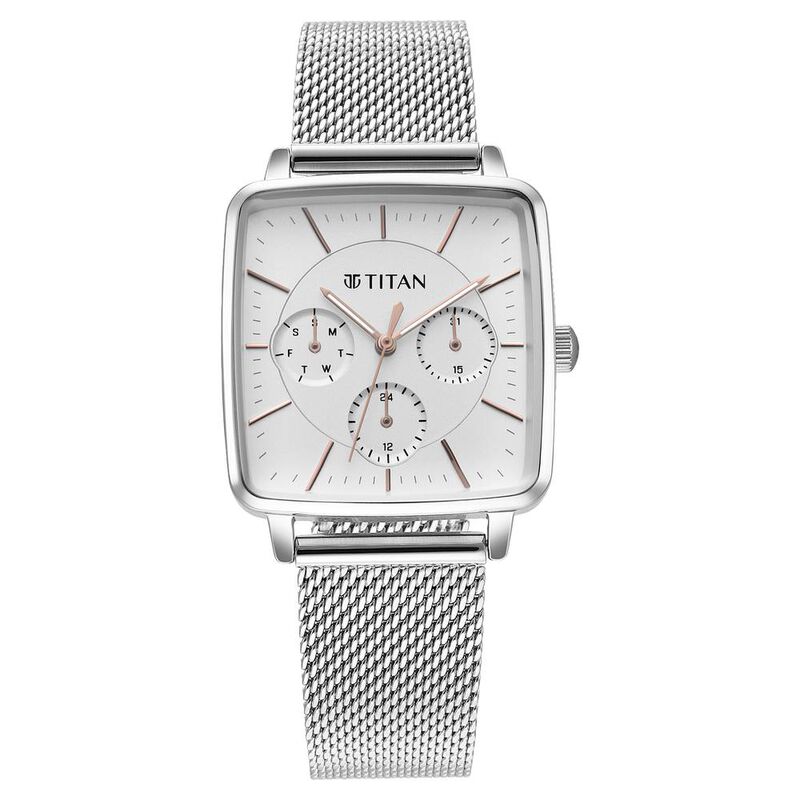 Titan Avant Garde Silver Dial Quartz Multifunction Stainless Steel Strap watch for Women