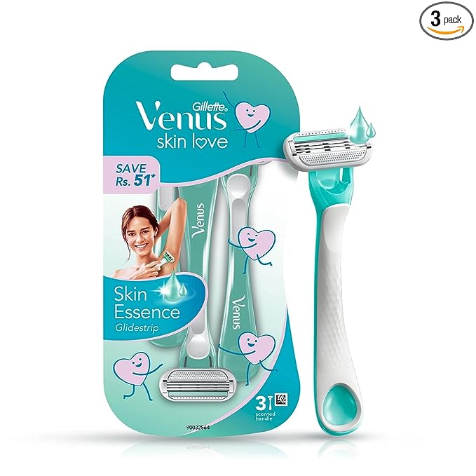Gillette Women's Venus Skin Love with Skin Essence Razor for Hair Removal - Green, Pack of 3
