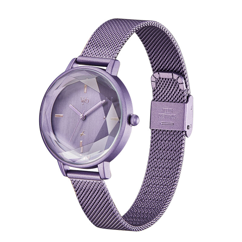 Vyb by Fastrack Quartz Analog Purple Dial Stainless Steel Strap Watch for Girls