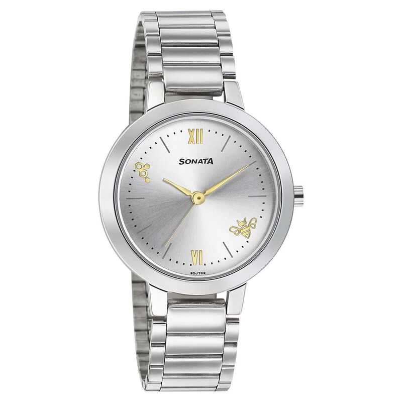 Sonata Play Silver Dial Women Watch With Stainless Steel Strap NR8141SM06
