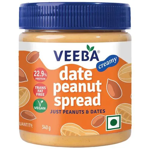 VEEBA Date Peanut Spread - Creamy, Trans Fat Free 340gm