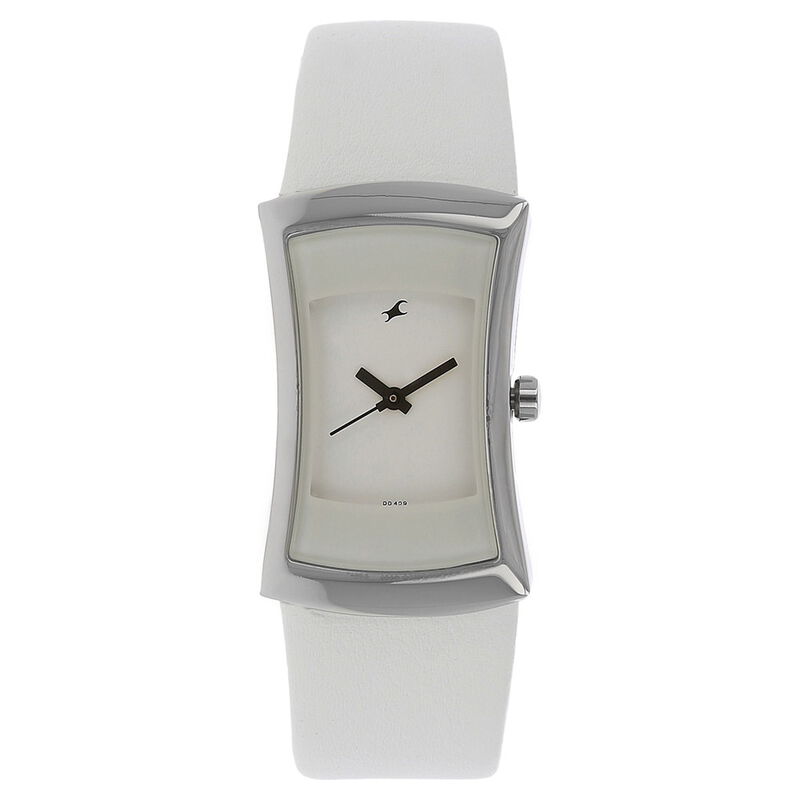 Fastrack Quartz Analog White Dial Leather Strap Watch for Girls