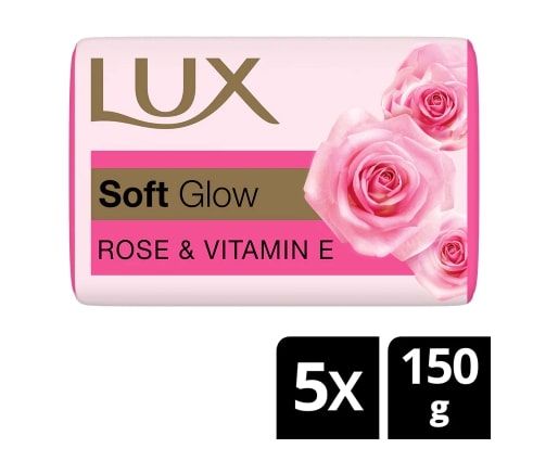 LUX Soft Glow Rose & Vitamin E Bathing Soap| 150g (Buy 4 Get 1 Free )