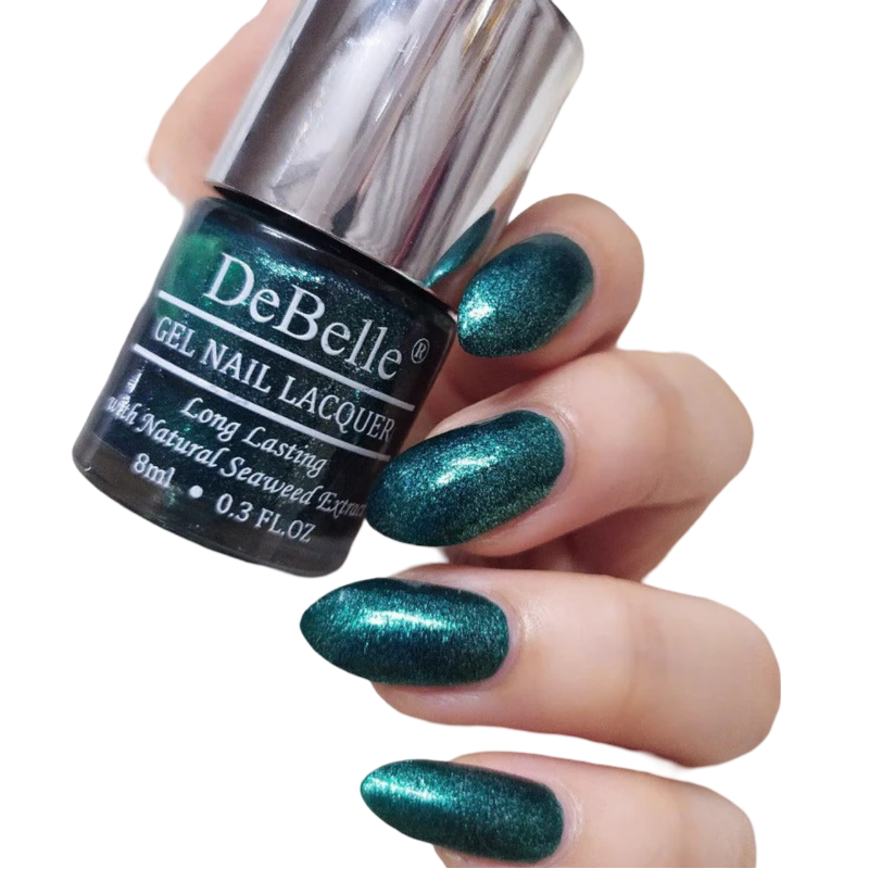 DEBELLE GEL NAIL LACQUER COSMIC EMERALD (GLITTER EMERALD GREEN), 8ML