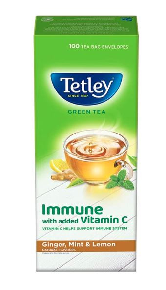 Tetley | Ginger, Mint & Lemon Flavored Green Tea | 100 Tea Bags