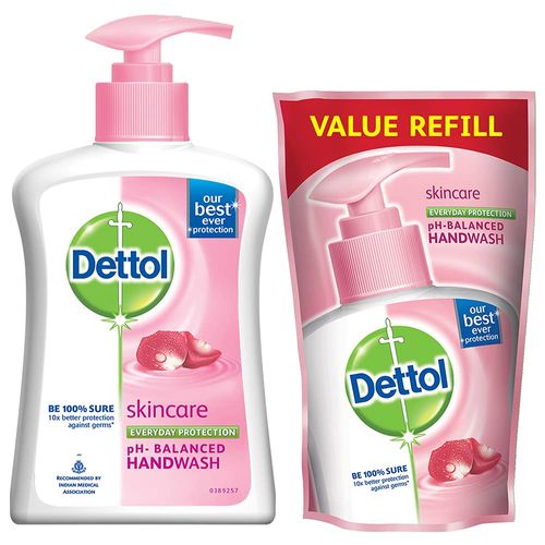 Dettol Skin Care Handwash Pump 200ml+FREE 175ml Refill
