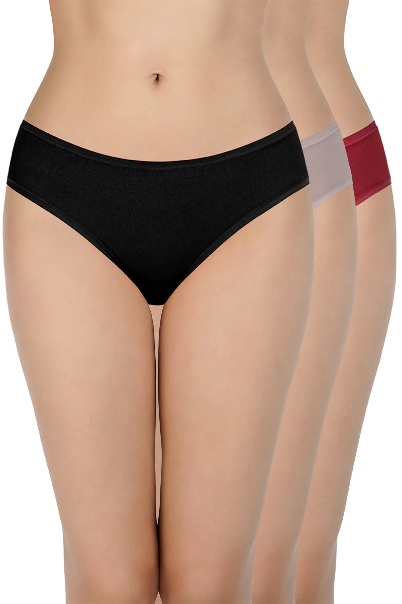 Amante  Solid Low Rise Bikini Panties (Pack of 3)-C446