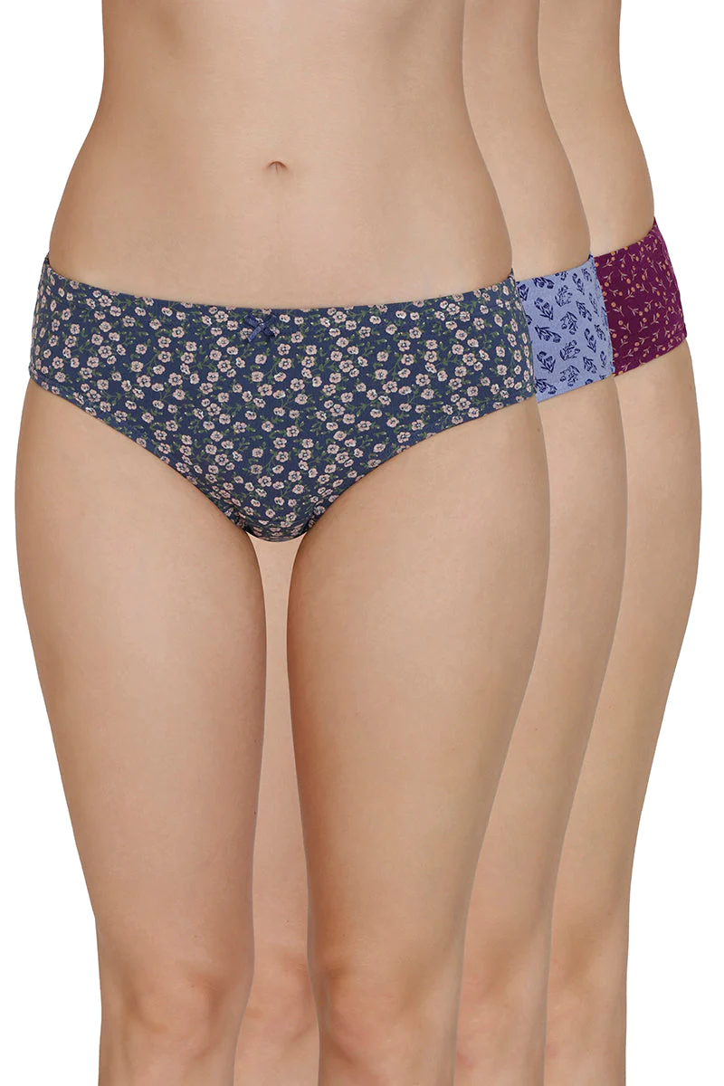 Amante  Inner Elastic Print Mid Rise Bikini Panties (Pack of 3)-B154