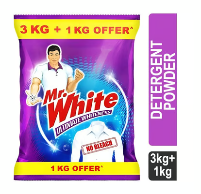 Mr. White Detergent Powder 3 kg (Get 1 kg Free)