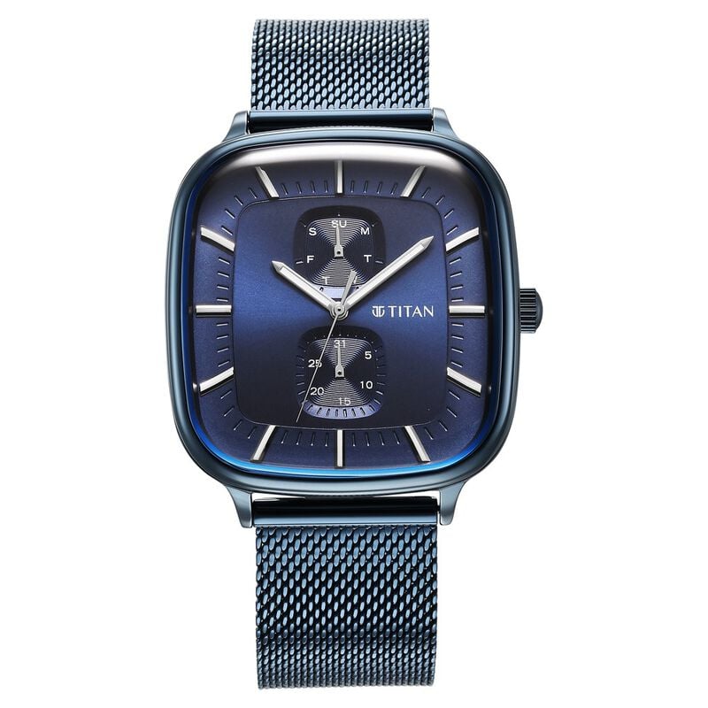 Titan Avant Garde Blue Dial Quartz Multifunction Stainless Steel Strap Watch for Men