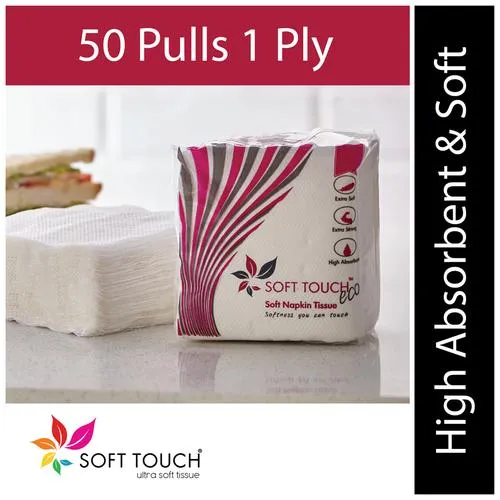 Soft Touch Eco Soft Napkins - 1 Ply, 50 pcs (Pack of 6)