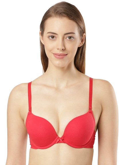 Jockey Women's Wired Padded Super Combed Cotton Elastane Strech Medium Coverage Plunge Neck Pushup Bra with Multiway Styling - Sangria Red