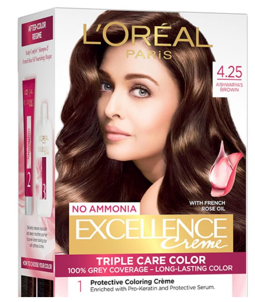 Loreal Excellence Crème Regular 4.25 Aishwarya's Brown (87.5g + 72ml)