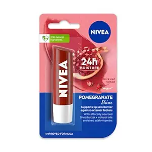 NIVEA Shine Caring Lip Balm, Pomegranate,
