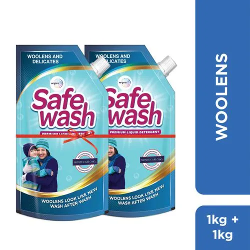 Safewash Premium Liquid Detergent - For Woolens & Delicates, 1 kg (Pack of 2)