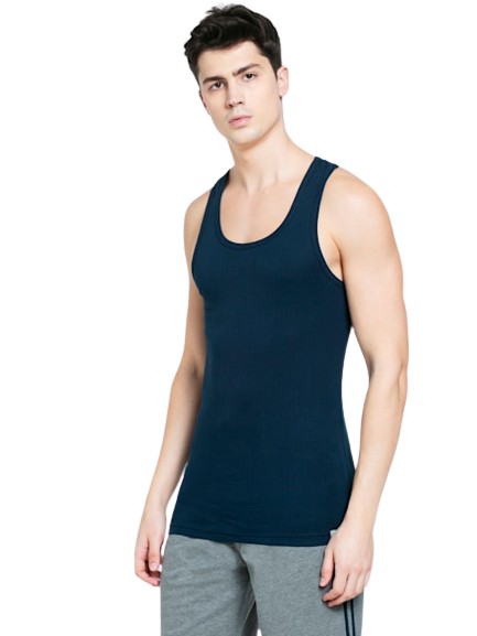 Men's Super Combed Cotton Rib Racer Back Styling Round Neck Gym Vest