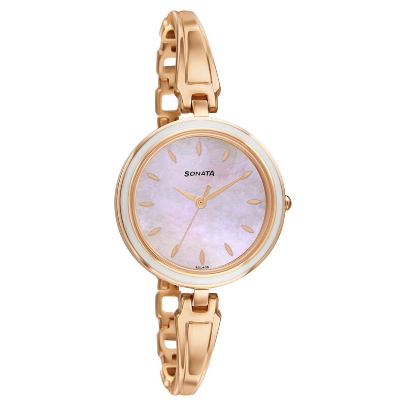 Sonata Wedding Mother of Pearl Dial Women Watch With Metal Strap NR8166WM01