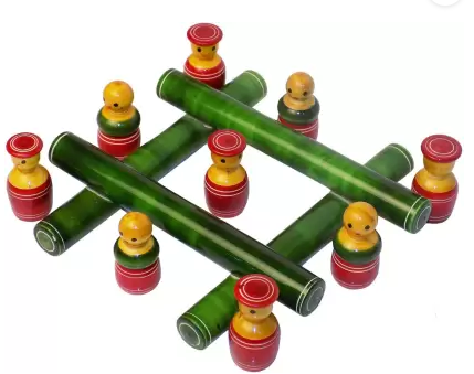 Wooden Tik Tok Toe Board Game - Shree Channapatna Toys