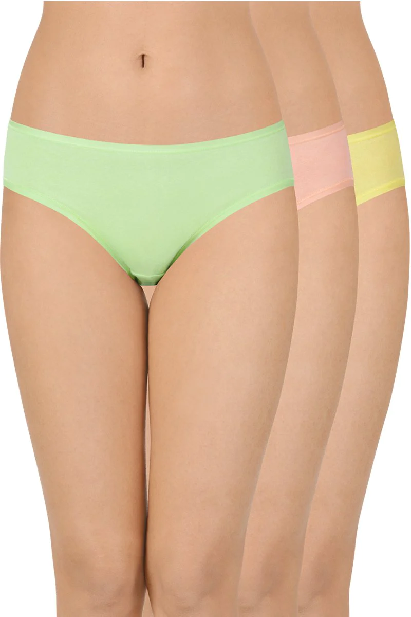 Amante  Solid Low Rise Bikini (Pack of 3)-ASSORTED