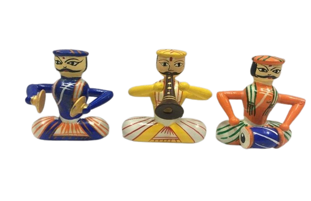 Wooden Karnataka music set Dolls  (Height – 10 cm ) -  Shree Channapatna Toys