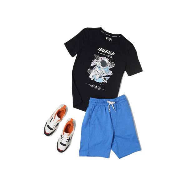 Jockey Boy's Super Combed Cotton Printed Fabric Shorts & T-Shirt Set