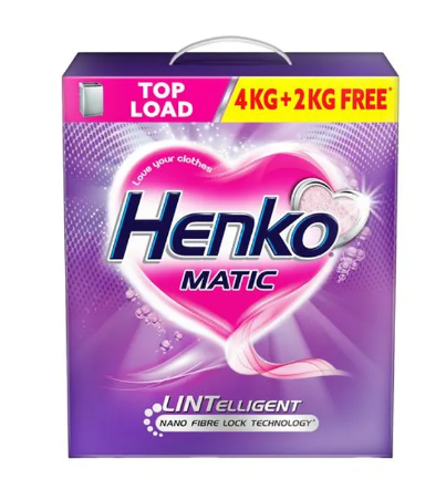 Henko Matic Top Load Detergent Powder - With Nano Fibre Lock Technology, 4 kg (Get 2 kg Free)