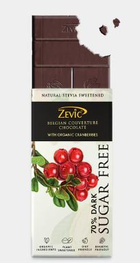 70% DARK BELGIAN COUVERTURE CHOCOLATE WITH ORGANIC CRANBERRIES - 90 GMS