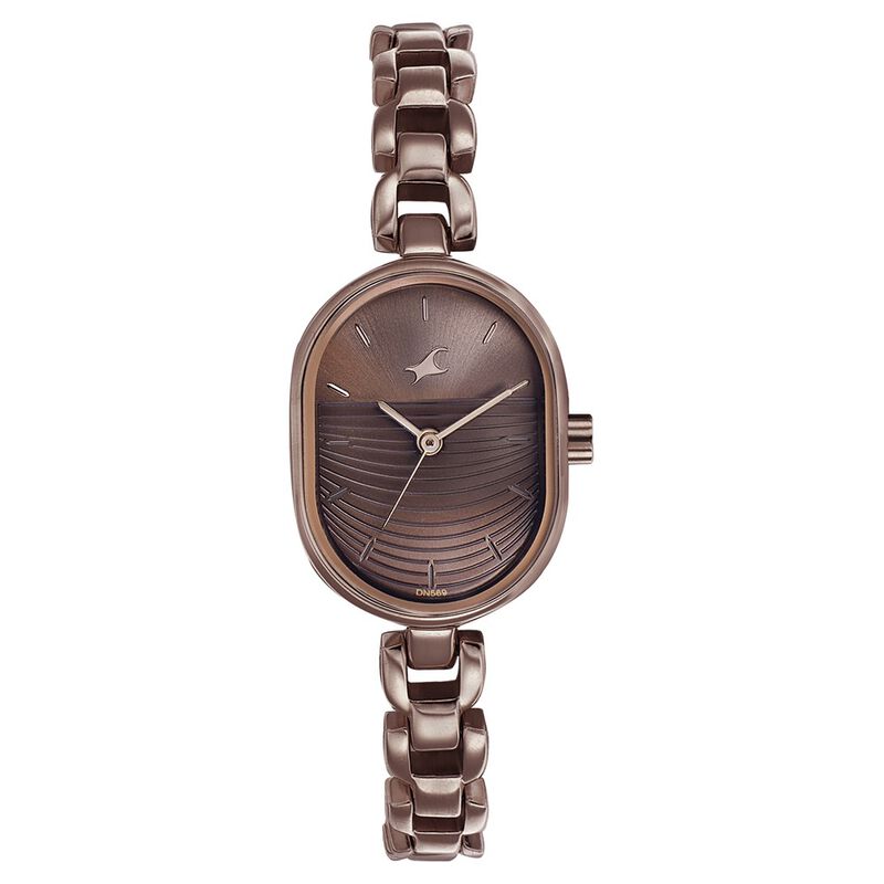 Fastrack Style Up Brown Dial Metal Strap Watch for Girls