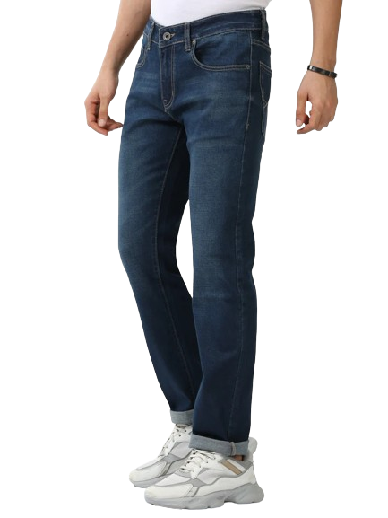 Classic Polo Mens Cotton Slim Fit Solid Navy Blue Color Denim | CPDO2-04 NVY-SF-LY