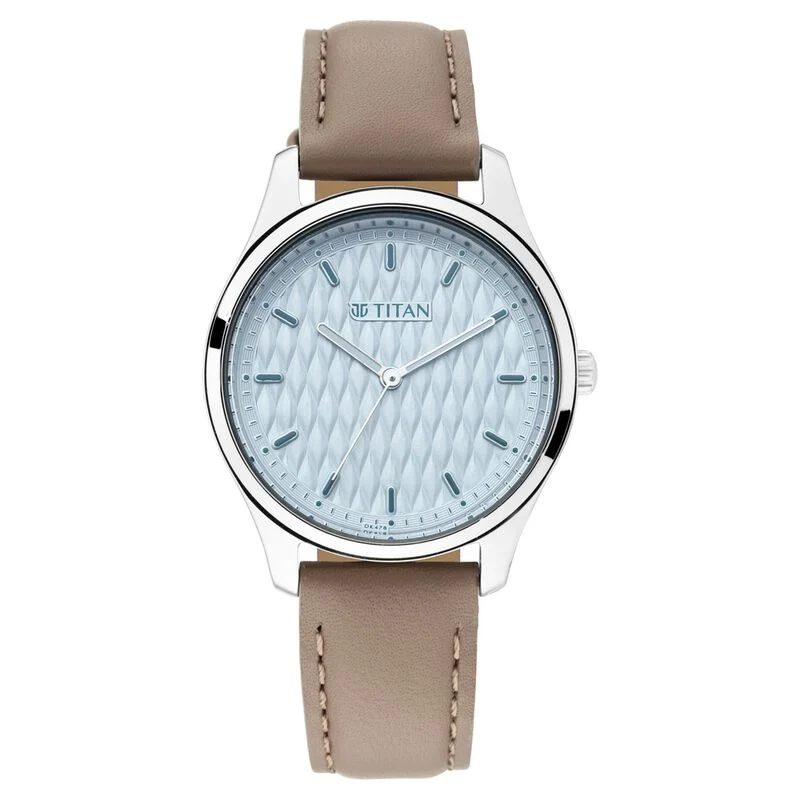 Titan Workwear Blue Dial Women Watch With Leather Strap