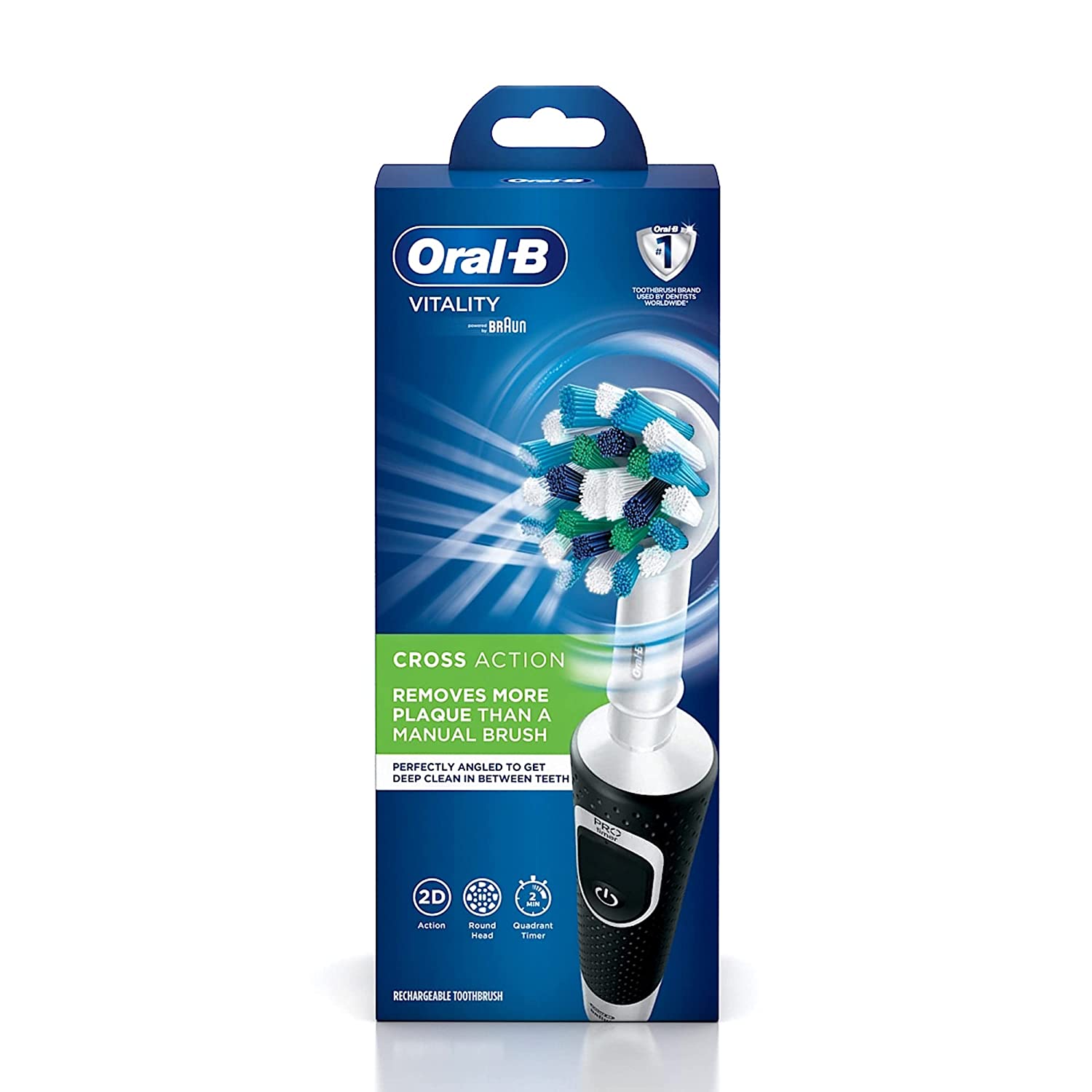 Oral-B Vitality 100 Black Criss Cross Electric Rechargeable Toothbrush_Powered By Braun