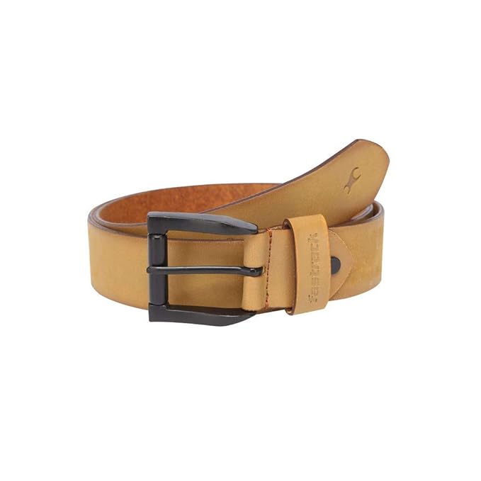 Fastrack Mens Leather Buckle Closure Casual Belt (Tan_Large)