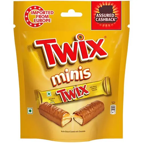 Twix Minis Wafer Biscuit Coated With Chocolate, 5 x 100 g Pouch