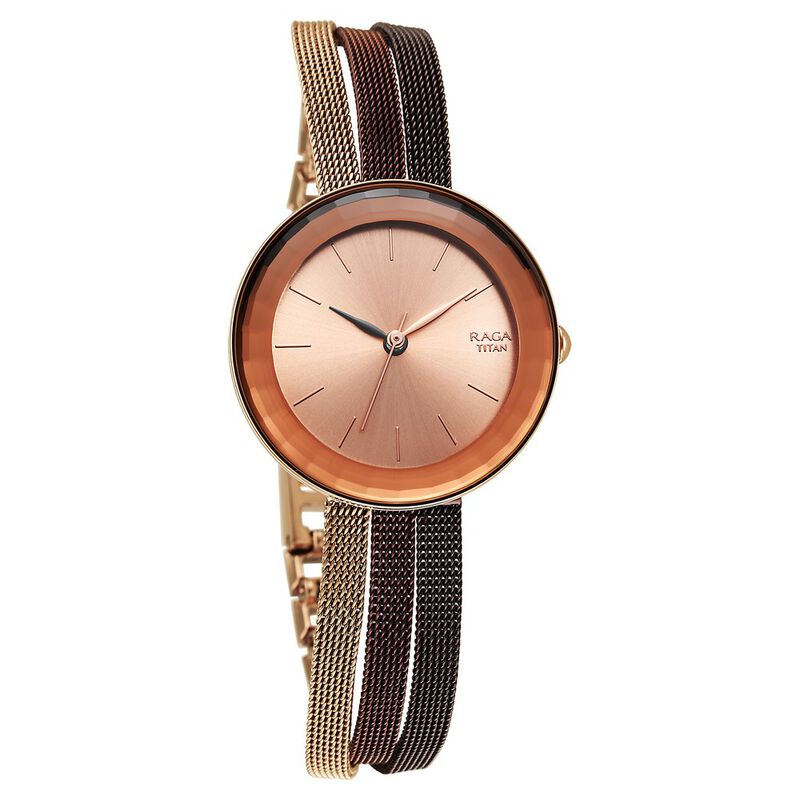 Ladies watches titan rose gold hotsell