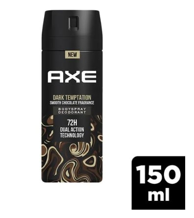 Axe Dark Temptation Men's Bodyspray Smooth Chocolate Fragrance Deodorant, 150 ml
