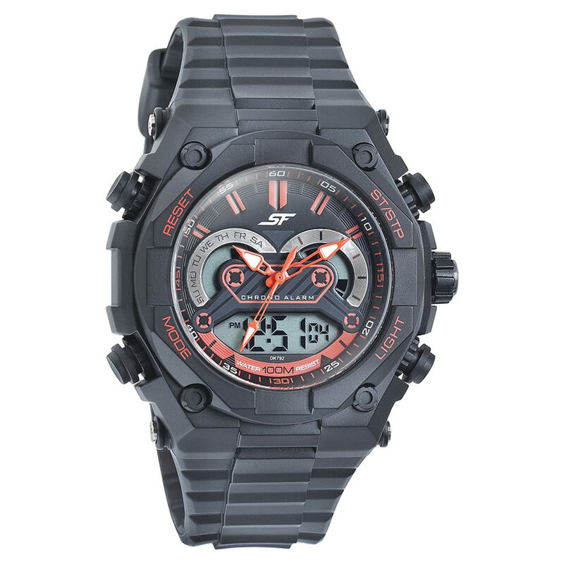 SF Quartz Analog Digital Black Dial Watch for Men