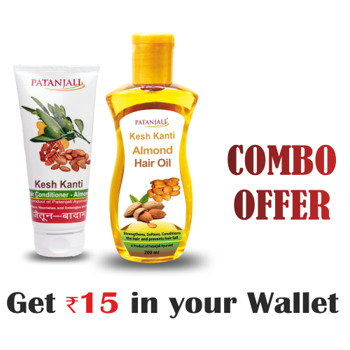 Patanjali Almond Hair care Combo- Almond Oil 200 ML+Hair Condioner Olive Almond 100 ml - Rs 15 Off