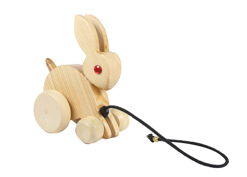 Wooden Rabbit Pull Along Toy - Shree Channapatna Toys