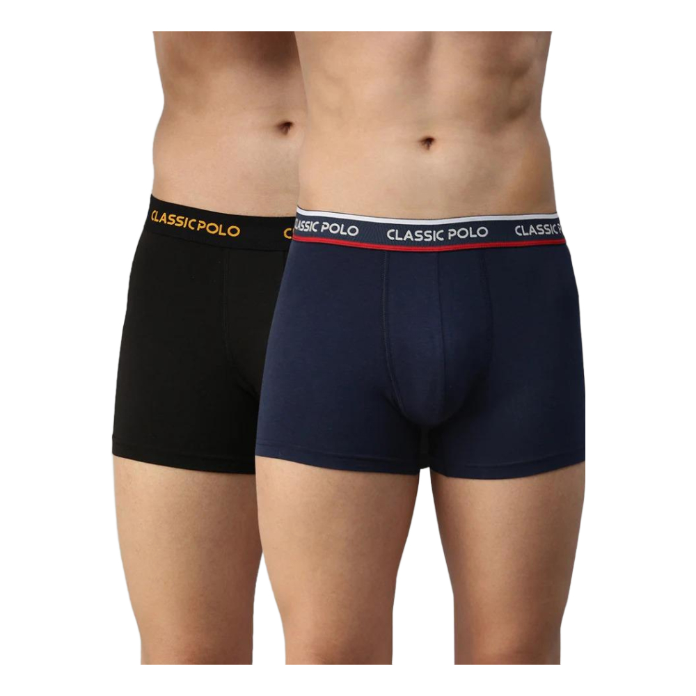 Classic Polo Men's Modal Solid Trunks | Glance - Black & Blue (Pack Of 2)