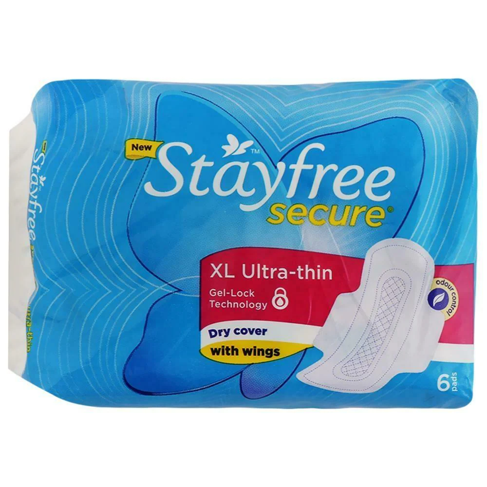 Stayfree Secure Ultra Thin Dry Cover Sanitary Napkin with Wings (XL) 6 pads