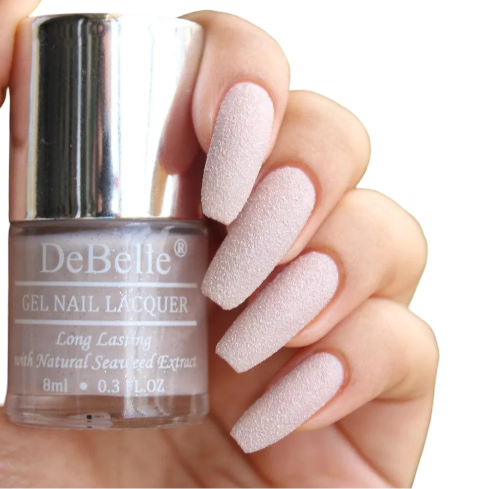 DEBELLE GEL NAIL LACQUER ARIES- (LIGHT DUSTY PINK GLITTER NAIL POLISH ), 8ML