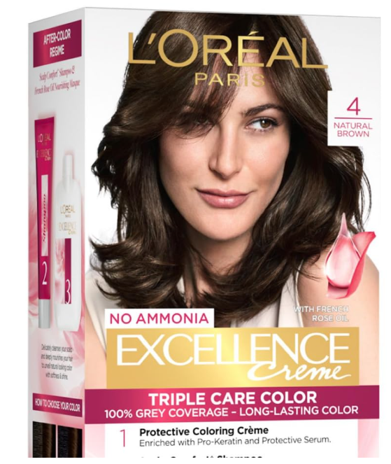 Loreal Excellence Crème Regular Shade 4 Natural Dark Brown (87.5g + 72ml)