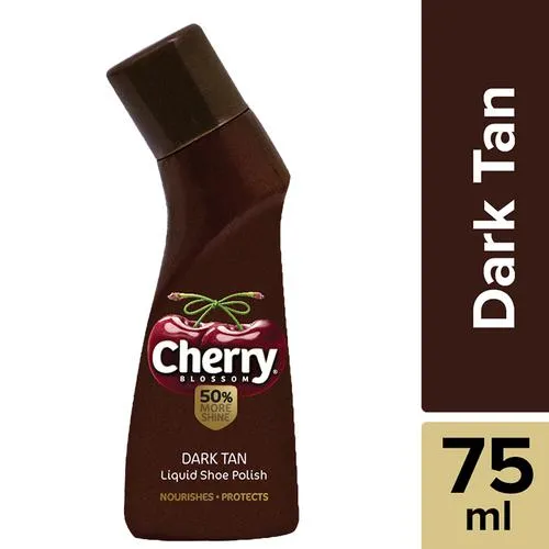 Cherry Blossom Liquid Shoe Polish, Dark Tan, 75 ml Bottle